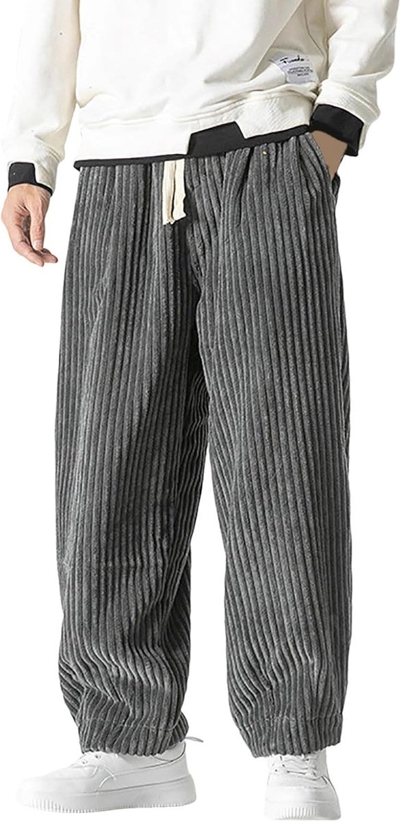 Losse corduroy harembroek voor heren, rechte broek, elastische tailleband, retro design, losse harembroek