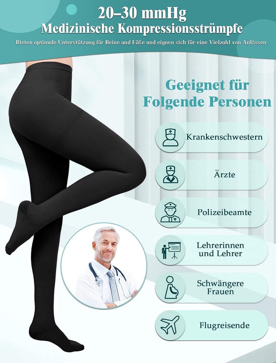 Kousen voor dames en heren, klasse 2 trombosekousen, steunkousen, compressiebroek, compressieleggings, compressiesokken voor spataderen, oedemen, Dvt, L