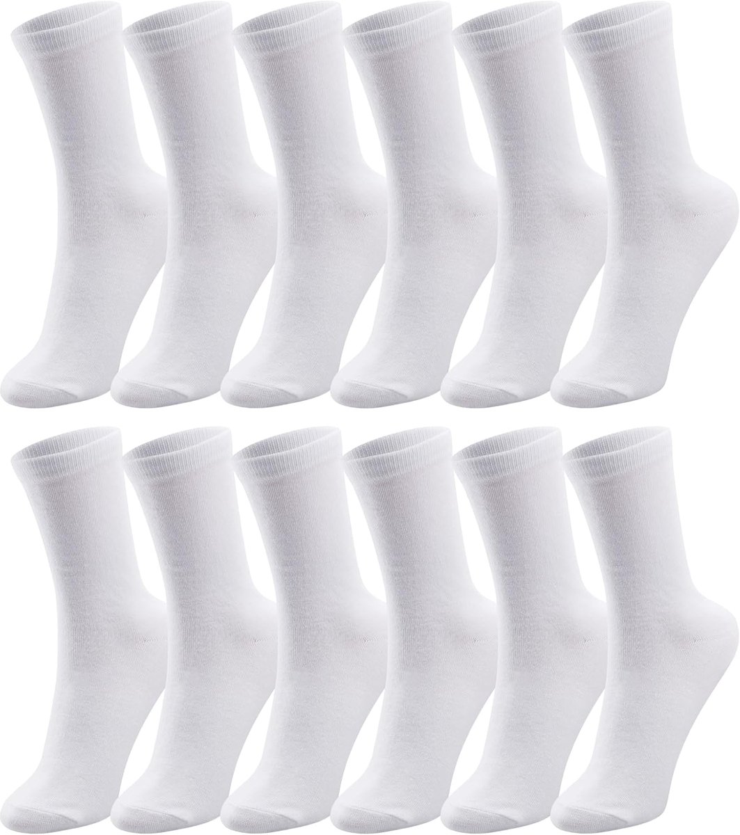 12 paar ronde sokken voor dames, halverwege de kuit, lichtgewicht, casual, gym, workout, effen sokken voor dames