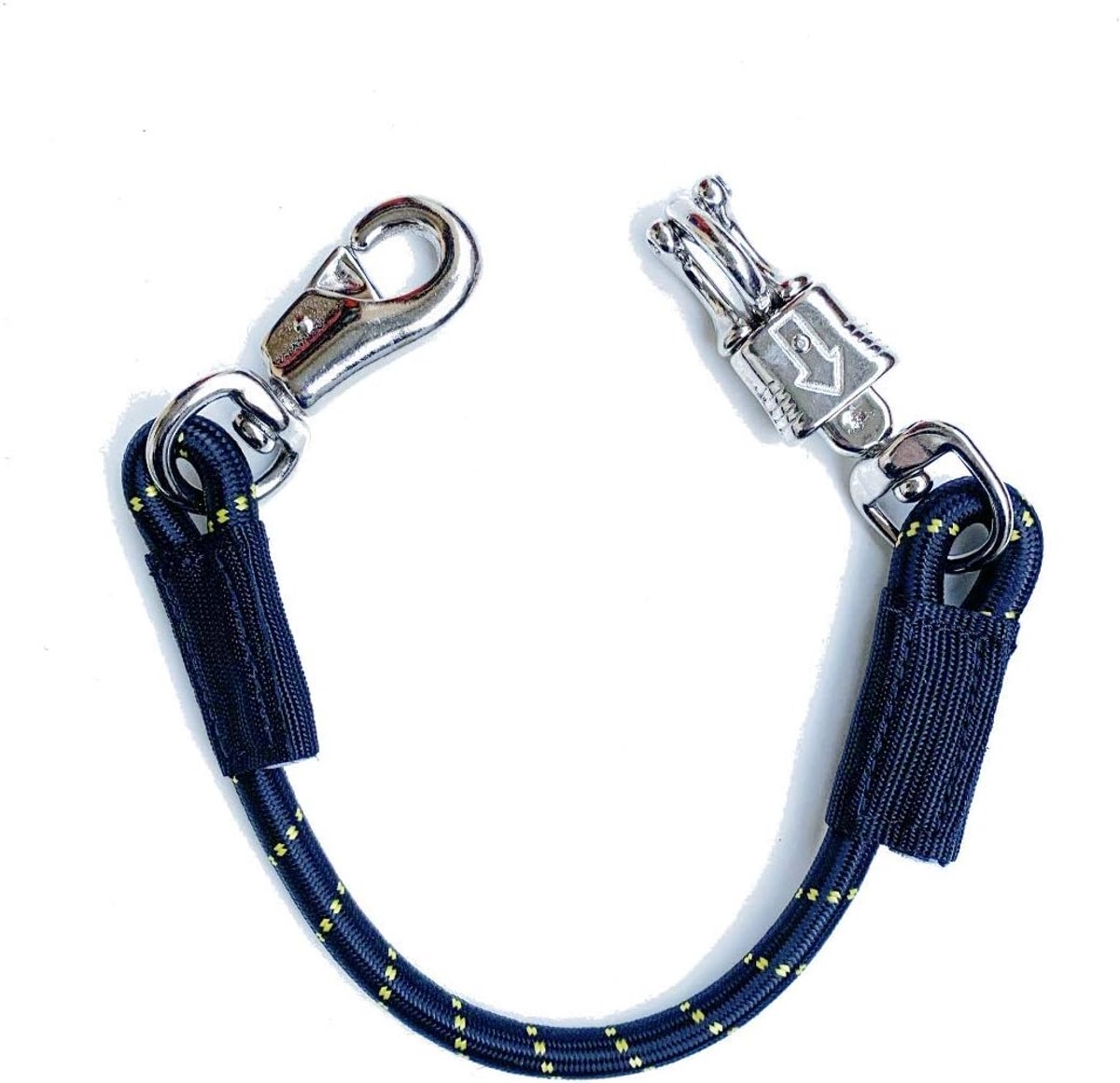 Bindband, elastische binding, met paniekhaak en bult snap voor paardensport, paardenhanger, doos en stal (60 cm, zwart)