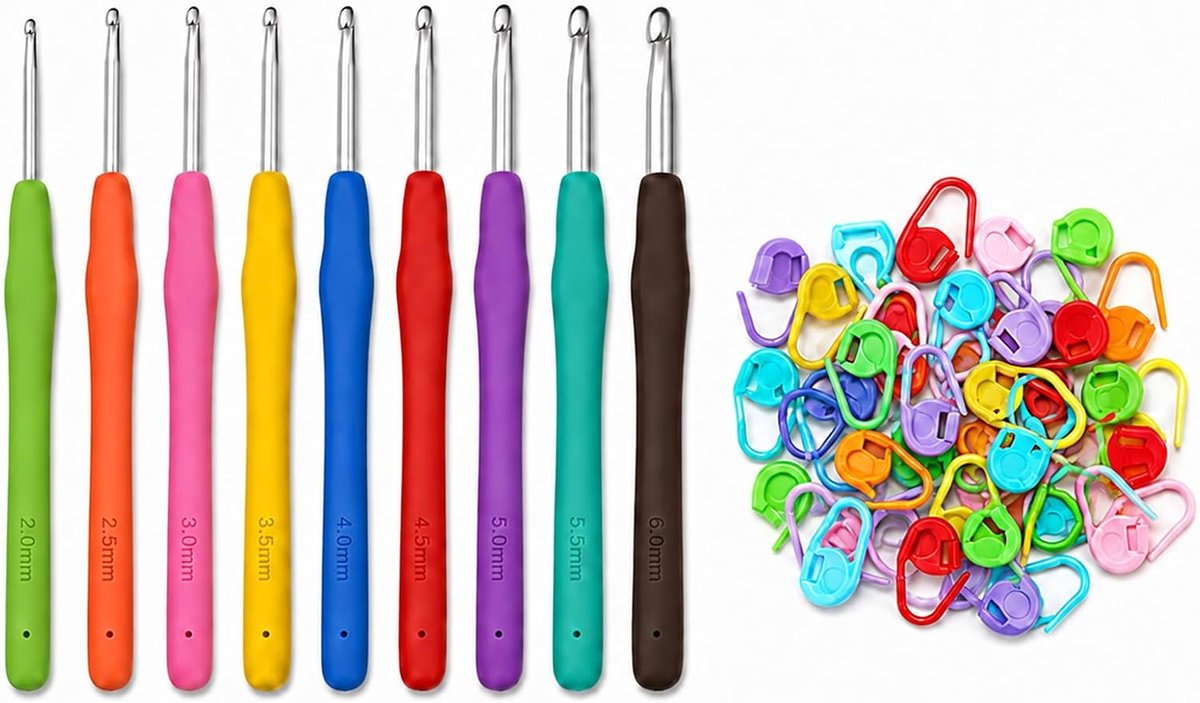Haaknaalden, 9 maten, 2 mm tot 6 mm