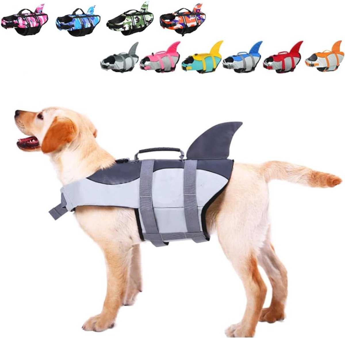 Reddingsvesten voor Honden, Zwemvest voor Kleine, Reddingsvest met Handvat en Reflecterend, voor Huisdieren, Zwemmen, Raften, Boottochten, Surfen, Training, Water Grijs S