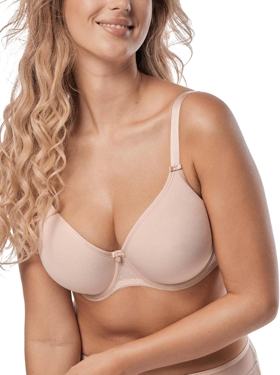 Beha voor dames, met beugel, comfortabele beha, minimizer-beha, perfecte grip en elegantie, gladde cups, ademend materiaal