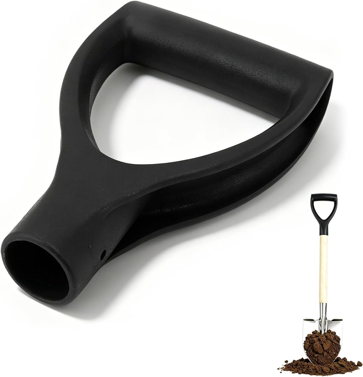 Sneeuwschep, D-handgreep, 32 mm binnendiameter, kunststof schep, handgreep, handbescherming, handgreep voor graven, rekengereedschap (zwart)