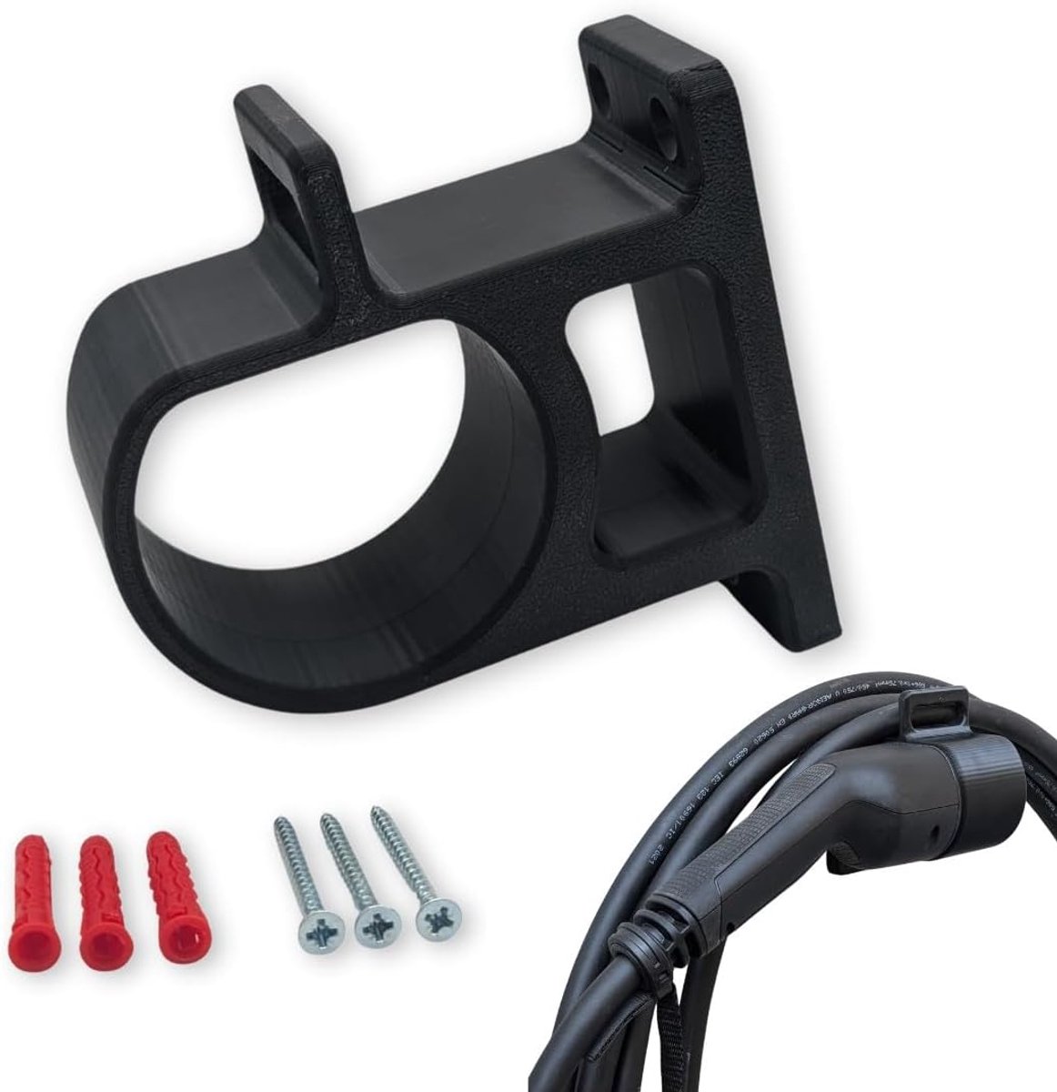 Type 2 oplaadkabel aan de zijkant | EV-stekkerhouder met kabelhouder | Made in Germany | weerbestendig | geschikt voor alle type 2 stekkers volgens DIN EN 62196-1 (aan beide zijden