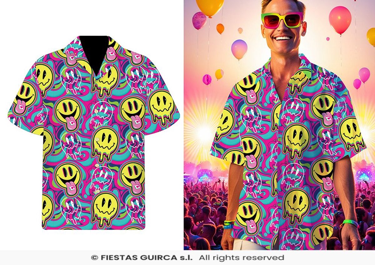 Blouse Festival Heren Smiley Happy Vibes - Maat L