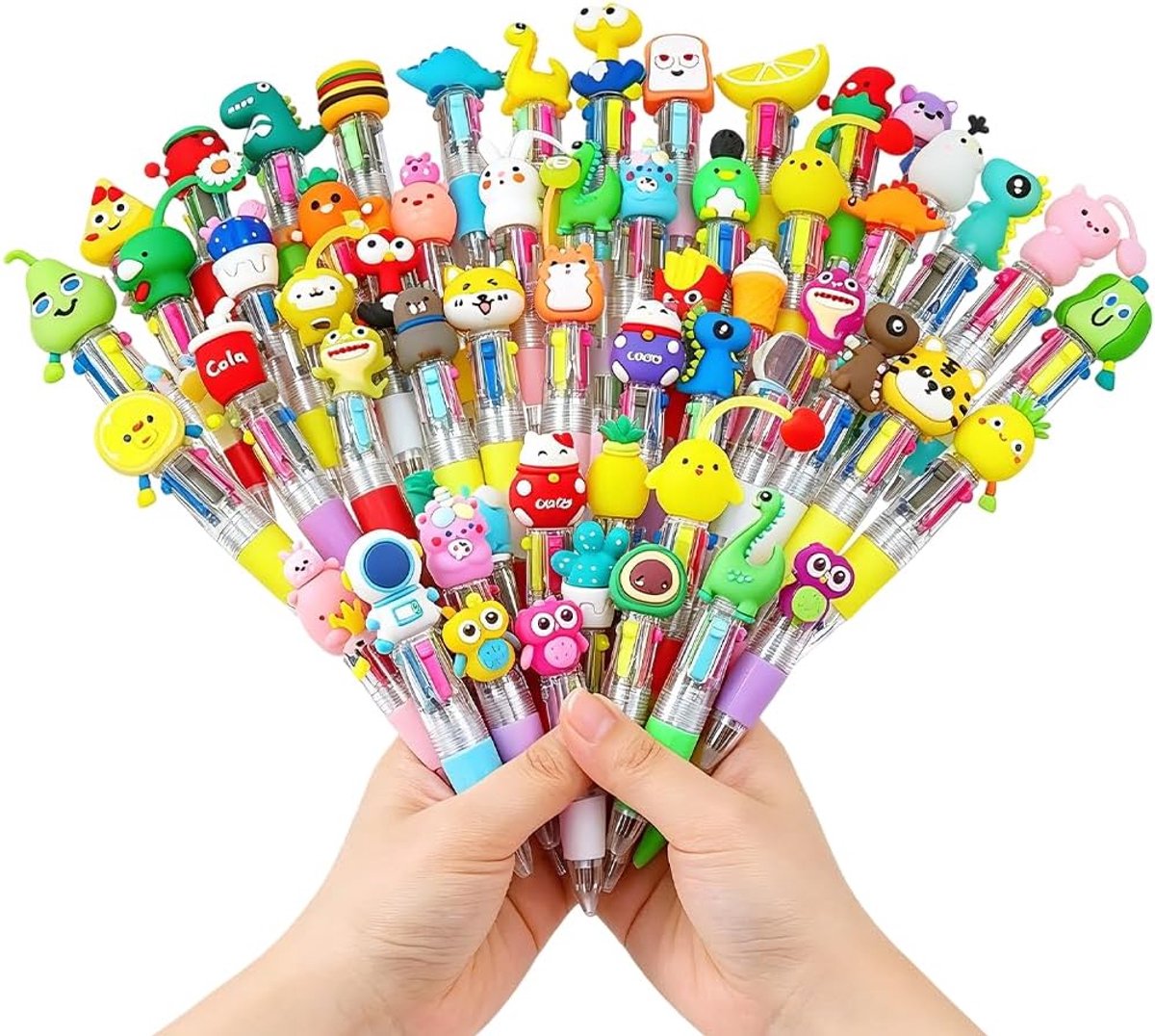 Balpennen met patroon, mini-balpen, Kawaii, 4 kleuren, fantasie-pennen voor kantoor, school, schoolbenodigdheden, studenten, kinderen, cadeau, feest, tas vulling