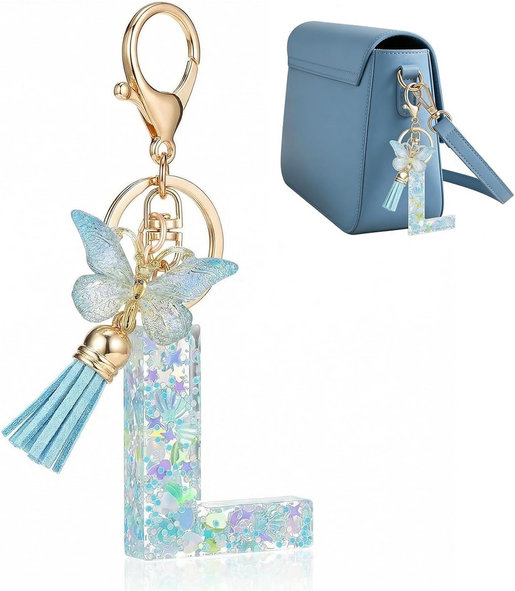 Bedrukt met de letter L, vlinderhanger, cadeau voor vrouwen