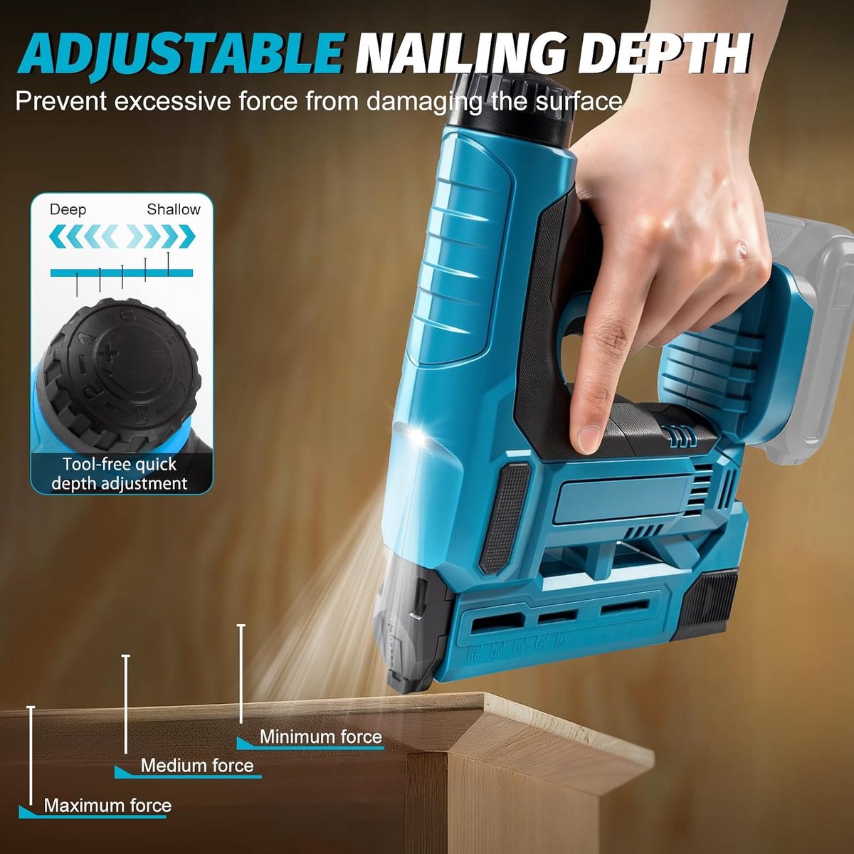 Nagelpistool compatibel met Makita 18 V, 2-in-1 elektrische nietmachine met 2000 spijkers voor timmermannen en bekleding (zonder accu)