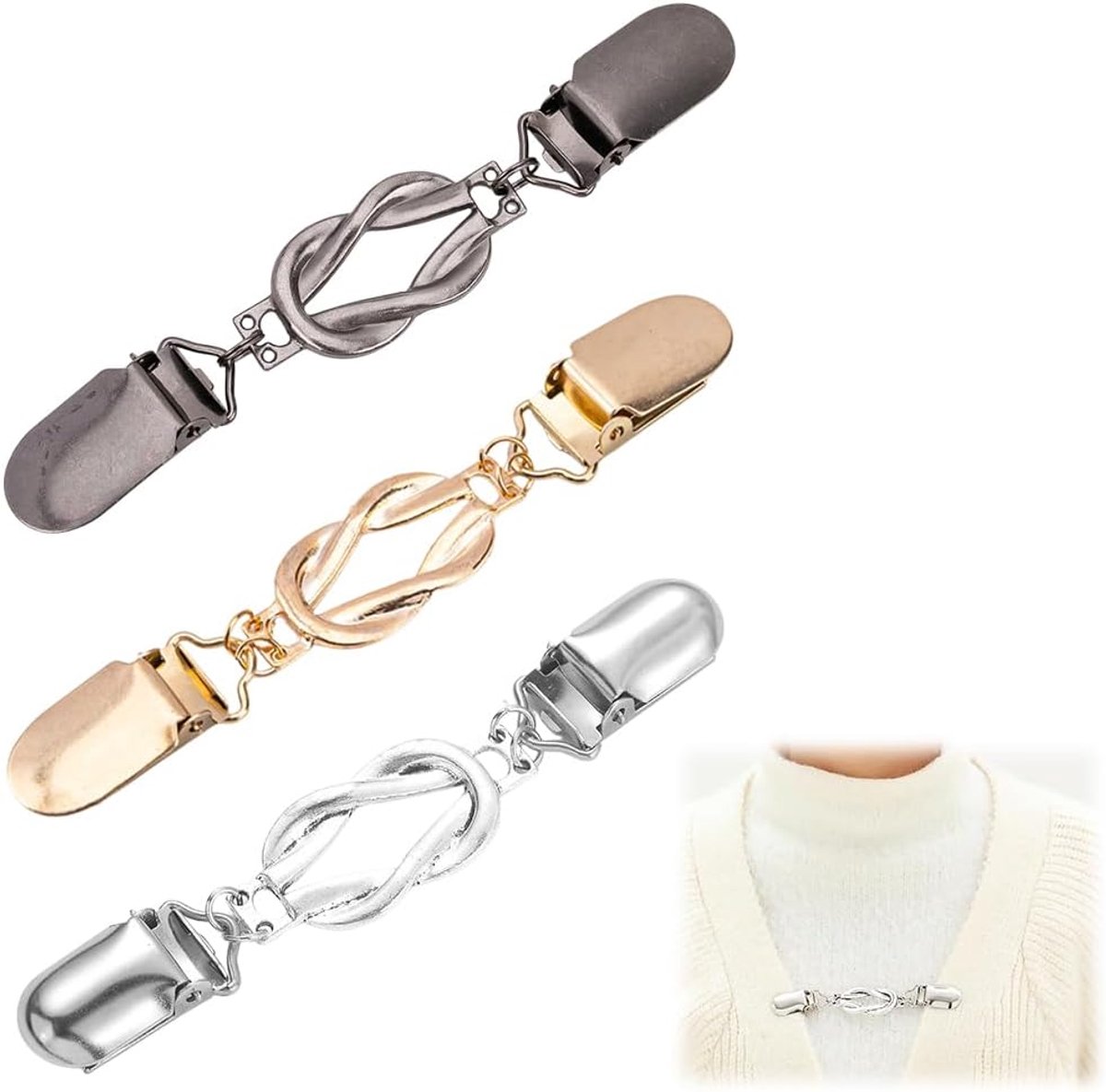 3 retrostijl, cape-clips, dameskledingclips, voor gebreide vesten