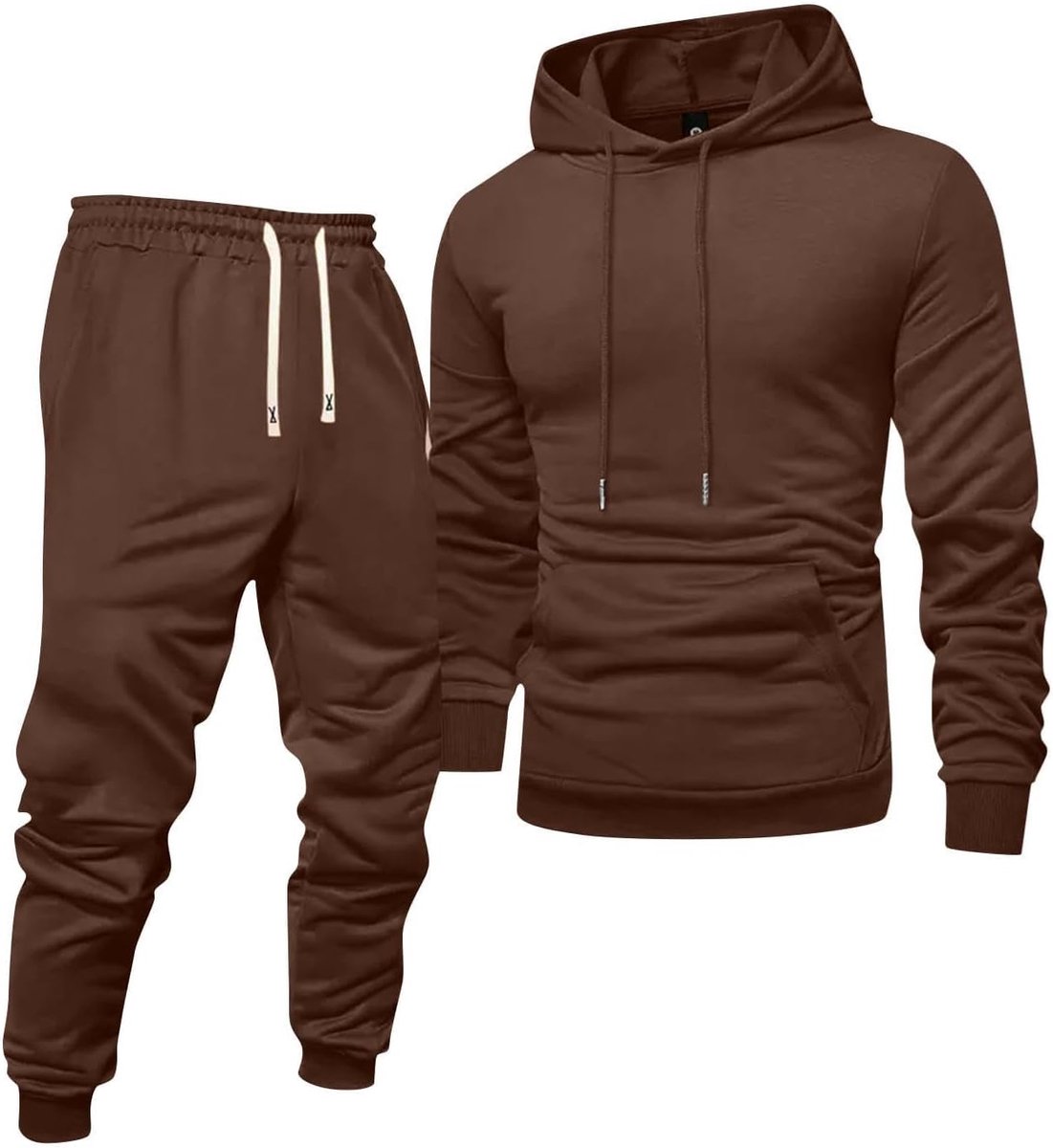 Trainingspak voor heren, 2-delig, boven- en onderkant, joggingpak, katoen, trui, capuchon, zijzakken, warm, chic, hardlopen, outdoor, lente, A129