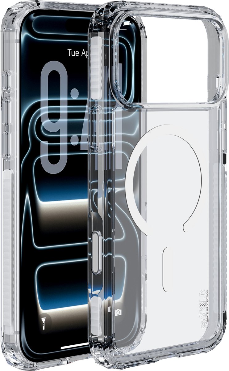 SoSkild iPhone 18 Pro Max / 17 Pro Max Defend heavy impact case met magnetische ring transparant