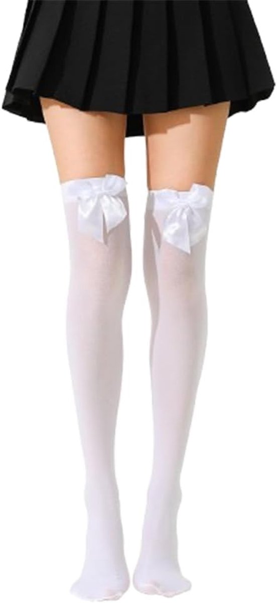 A pair of white knee socks, butterfly stockings, costume accessories, suitable for wedding, Halloween, etc. - ShopVlot