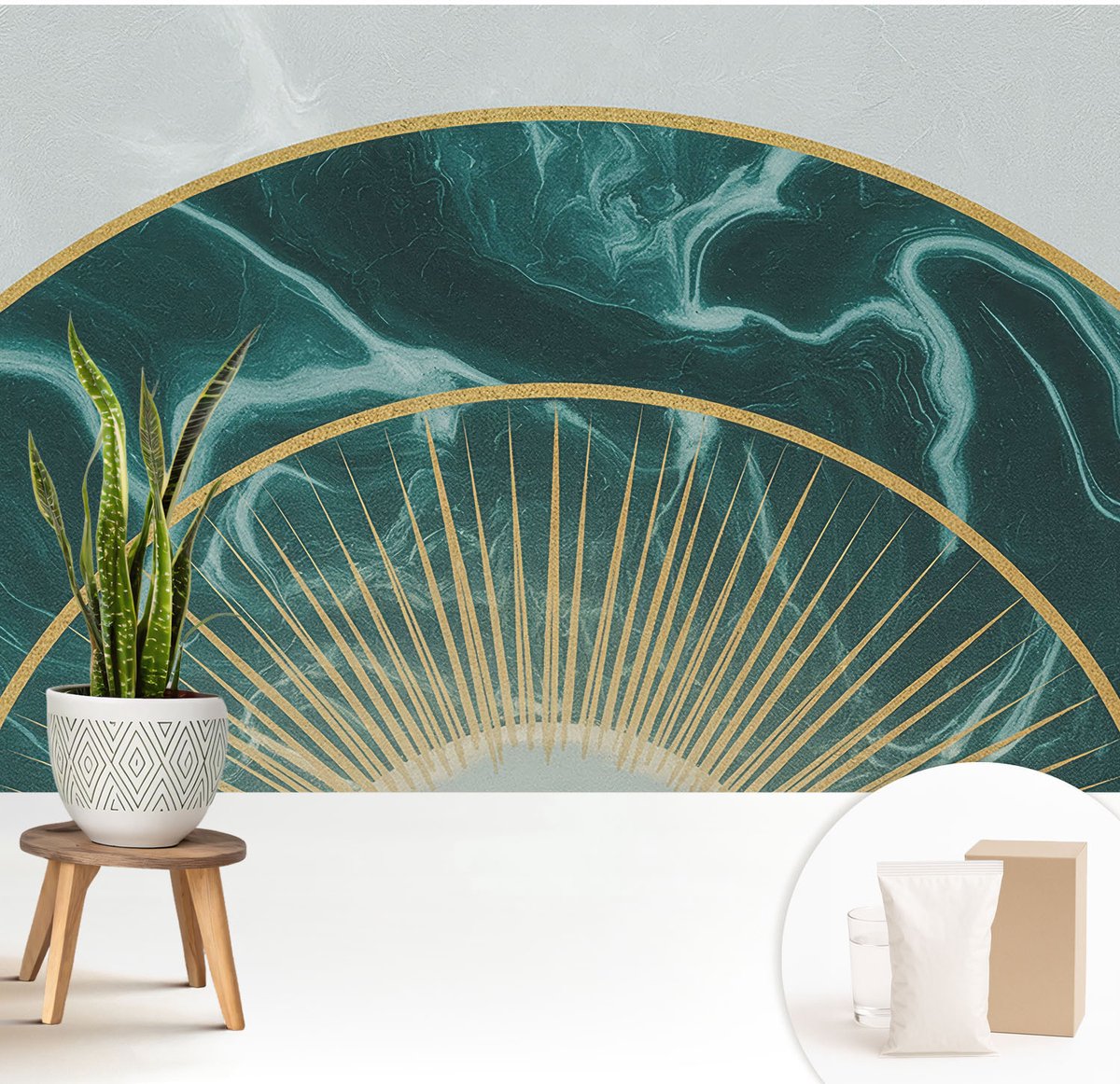 Wallfluent Fotobehang - Grijs Vliesbehang - 208x146 cm - Elegant Marmer Muurschildering - Gang behang Abstractie - Fotobehang Vlies - Slaapkamer behang