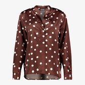 TwoDay dames blouse met witte stippen bruin - Maat 3XL
