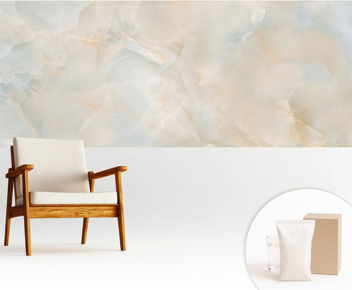 Wallfluent Fotobehang - Wit Vliesbehang - 250x104 cm - Subtiele Abstractie Muurschildering - Slaapkamer behang Texturen - Fotobehang Vlies - Gang behang