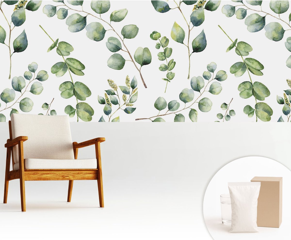 Wallfluent Fotobehang - Groente Vliesbehang - 250x104 cm - Groene Bladeren Fotobehang Vlies - Woonkamer behang Bloemen En Planten - Muurschildering - Woonkamer behang