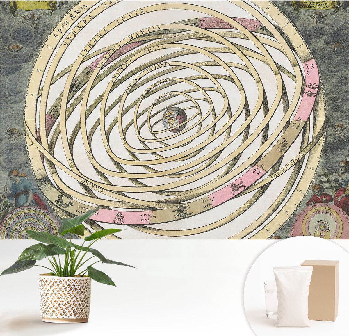 Wallfluent Fotobehang - Beige Vliesbehang - 152x104 cm - Kosmische Spiraal Muurschildering - Gang behang Kosmos - Fotobehang Vlies - Gang behang