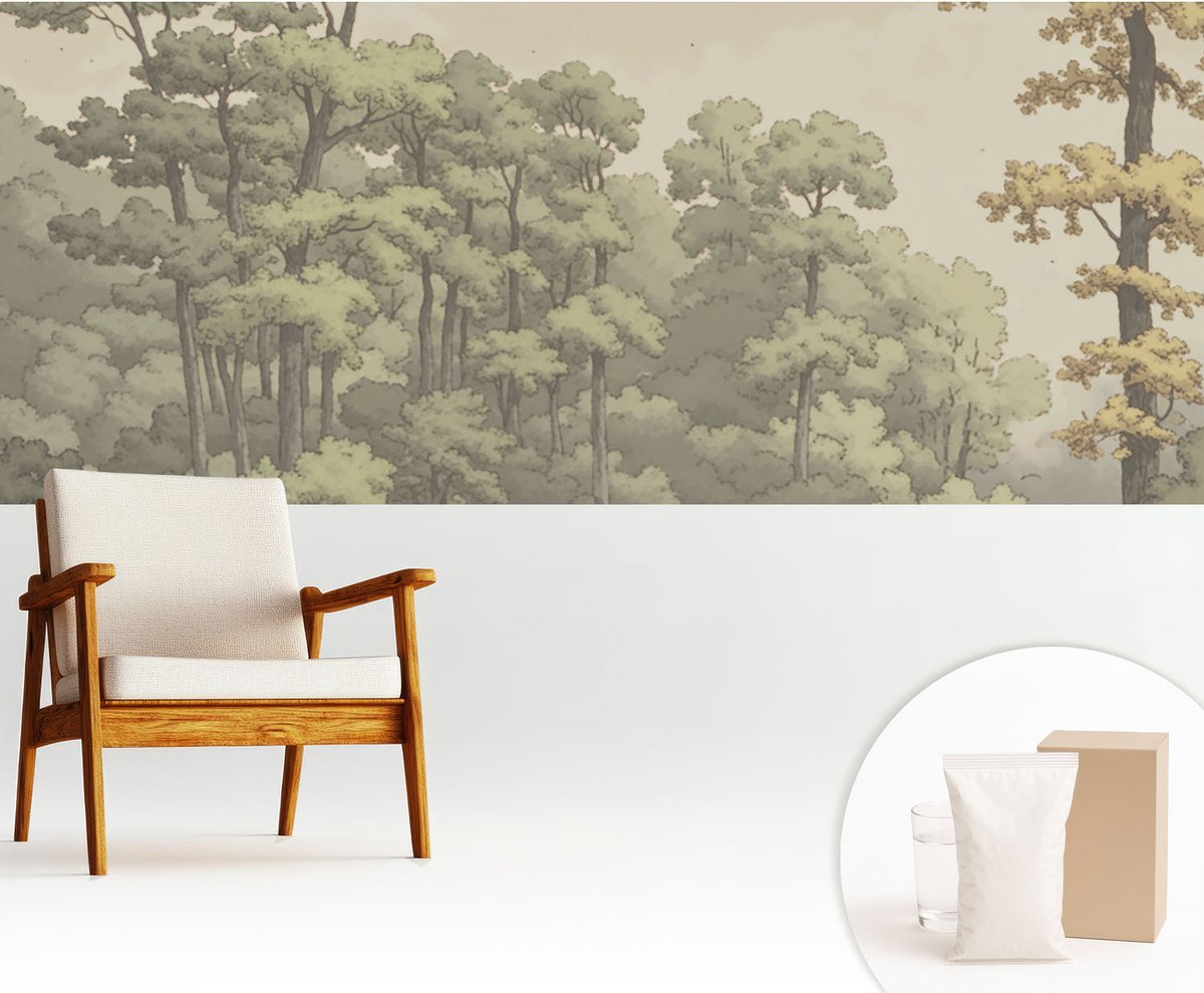 Wallfluent Fotobehang - Groente Vliesbehang - 250x104 cm - Idylle In Het Bos Muurschildering - Gang behang Landschappen - Fotobehang Vlies - Slaapkamer behang