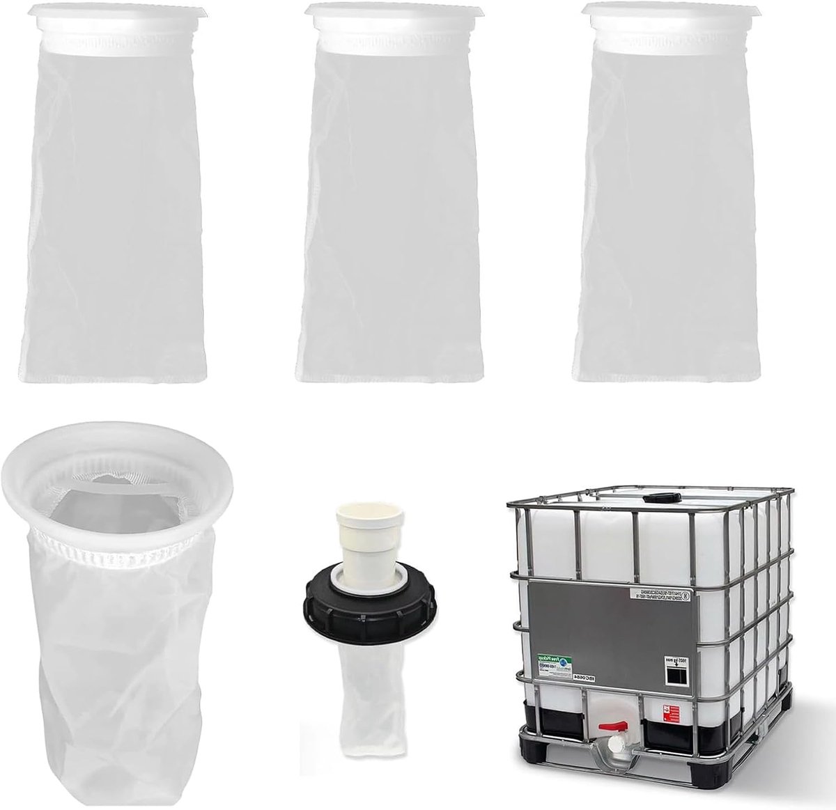 4 stuks IBC nylon filters voor IBC-regenwatertanks, fijne filtratie van vloeistoffen, industriefilter, reservefilter, tankfilter, 200 mazen, verstoppingsvrij, met handgreep voor eenvoudige