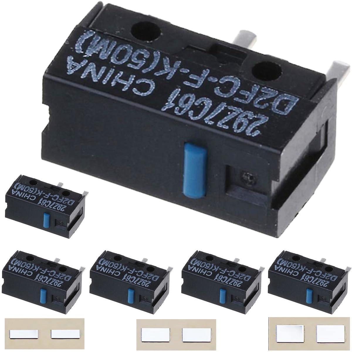 Microschakelaar D2FC-F-K (50 M) Knapperige Klik-Microschakelaar met Metalen Lijm voor Logitech Muisknop Reparatie, 6 Stuks