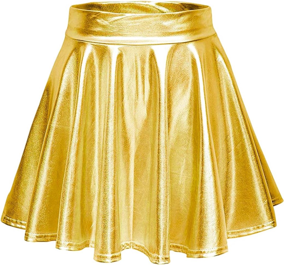 Aurasky Metallic Shiny Mini Skirt Elastic Women's Pleated Skirt for Carnival Party Cosplay - ShopVlot