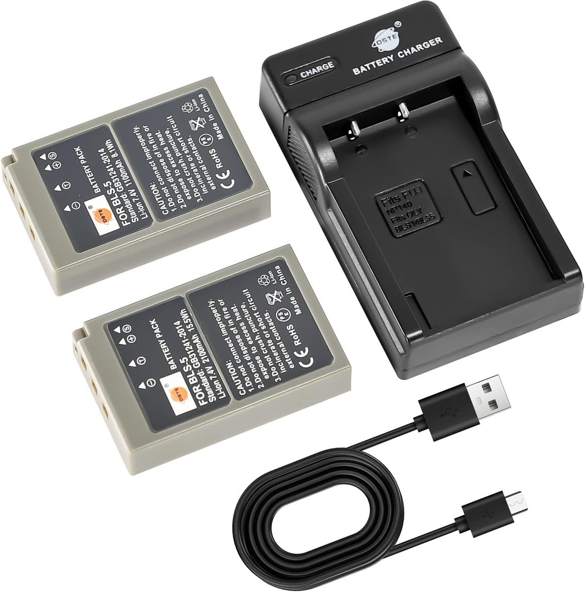 DSTE BLS-5 Battery (2 PCS) and Charger Compatible with Olympus E-420 E-450 E-600 E-620 E-P1 E-P2 E-P3 - ShopVlot