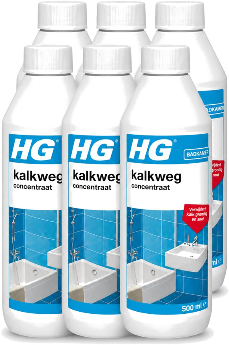 6 x HG - Badkamer - Kalkweg Concentraat - Verwijdert Kalk Grondig - 500 ml - Voordeelverpakking - 6 stuks
