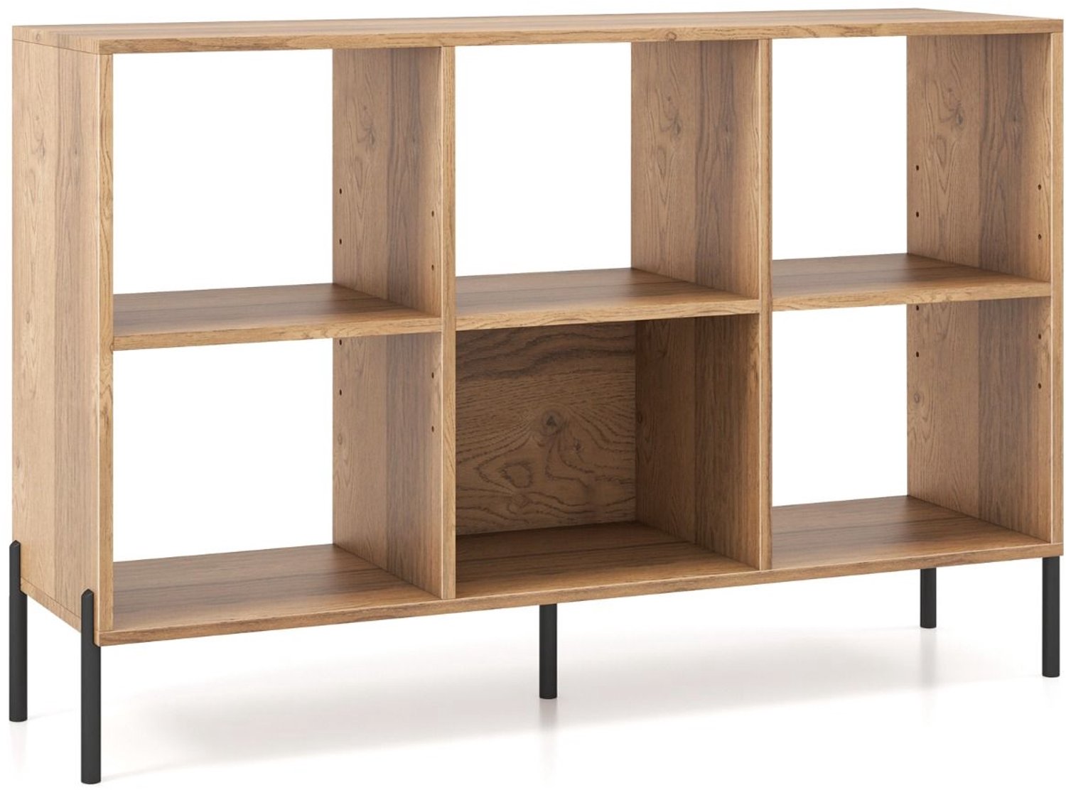 SureDeal® - Opbergrek - Open Boekenkast - Vakken Niveaus Hout - Thuis Wit - Natuurlijke - 120x35x79,5 cm - Naturel