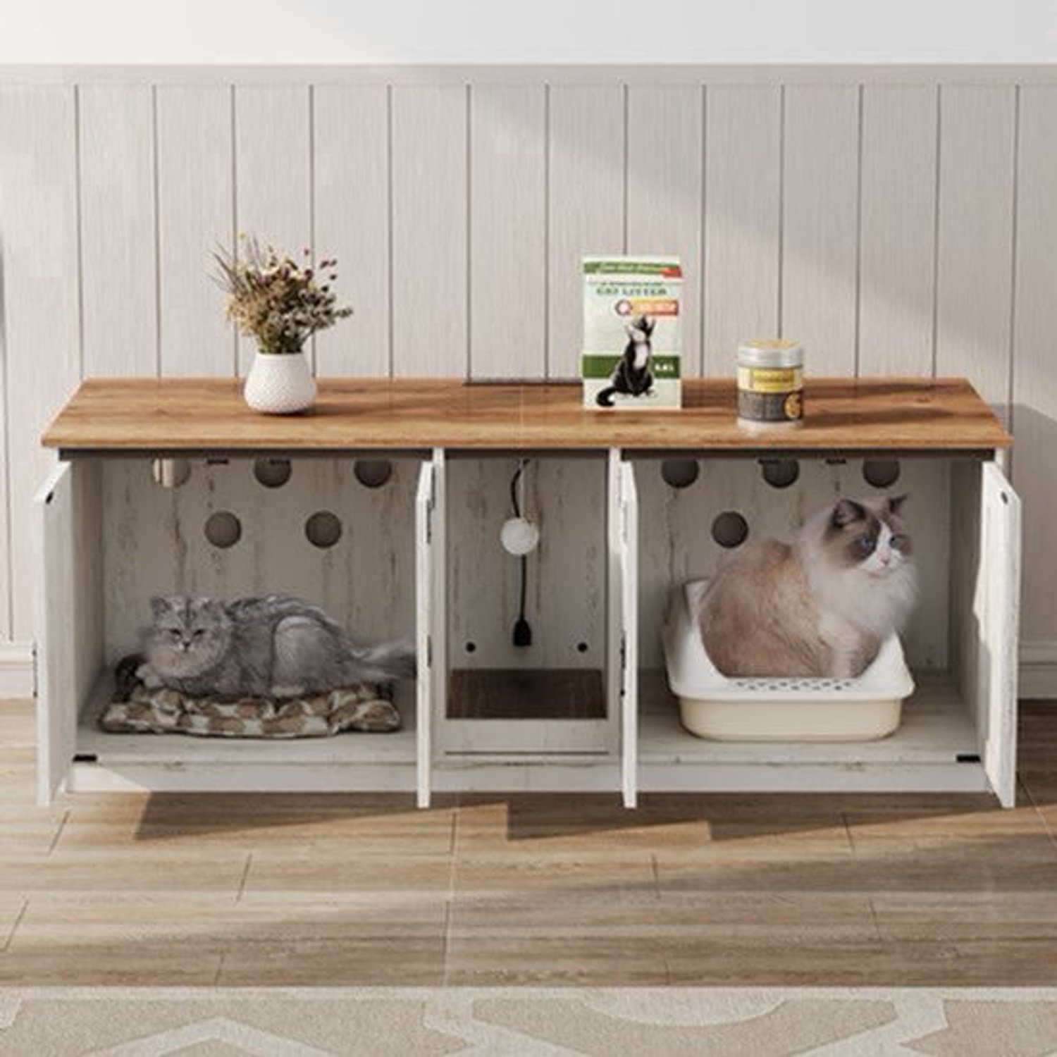 Kattenbakhuis – Kattenbakmeubel – Kattenbakkast – Kattenhuis – Kattenbench – Privacy En Geurvermindering – Gelamineerd Hout 140x50x53 cm
