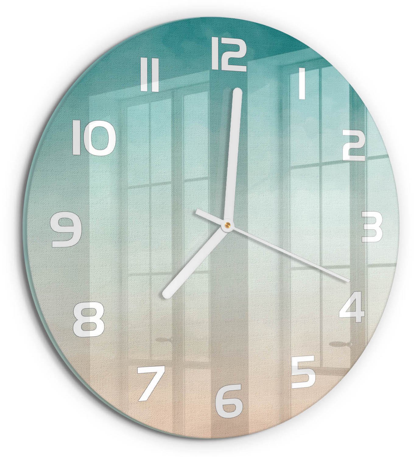 TULUP Wandklok - Abstracte achtergrond Gekleurde Glazen Klok - fi30 cm - Veelkleurig Glazen Klok Met Print - Witte handen - Ronde Klok - Moderne Wandklok Glas - Wandklok Glas Decoratie