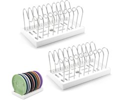 Famanu – Uittrekbare pannenorganizer set van 2 stuks, 304 roestvrij staal, met 20 verstelbare beugels