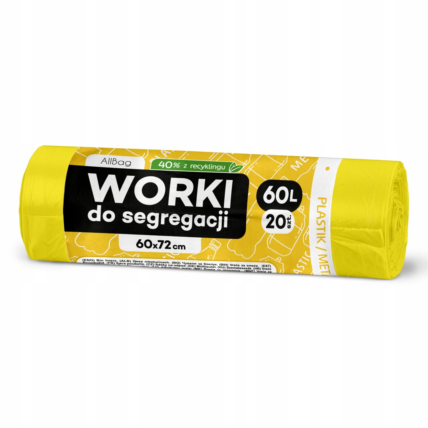 Gele Plastic Afvalzakken 60L - 20 Stuks - Sterk & Gerecycled