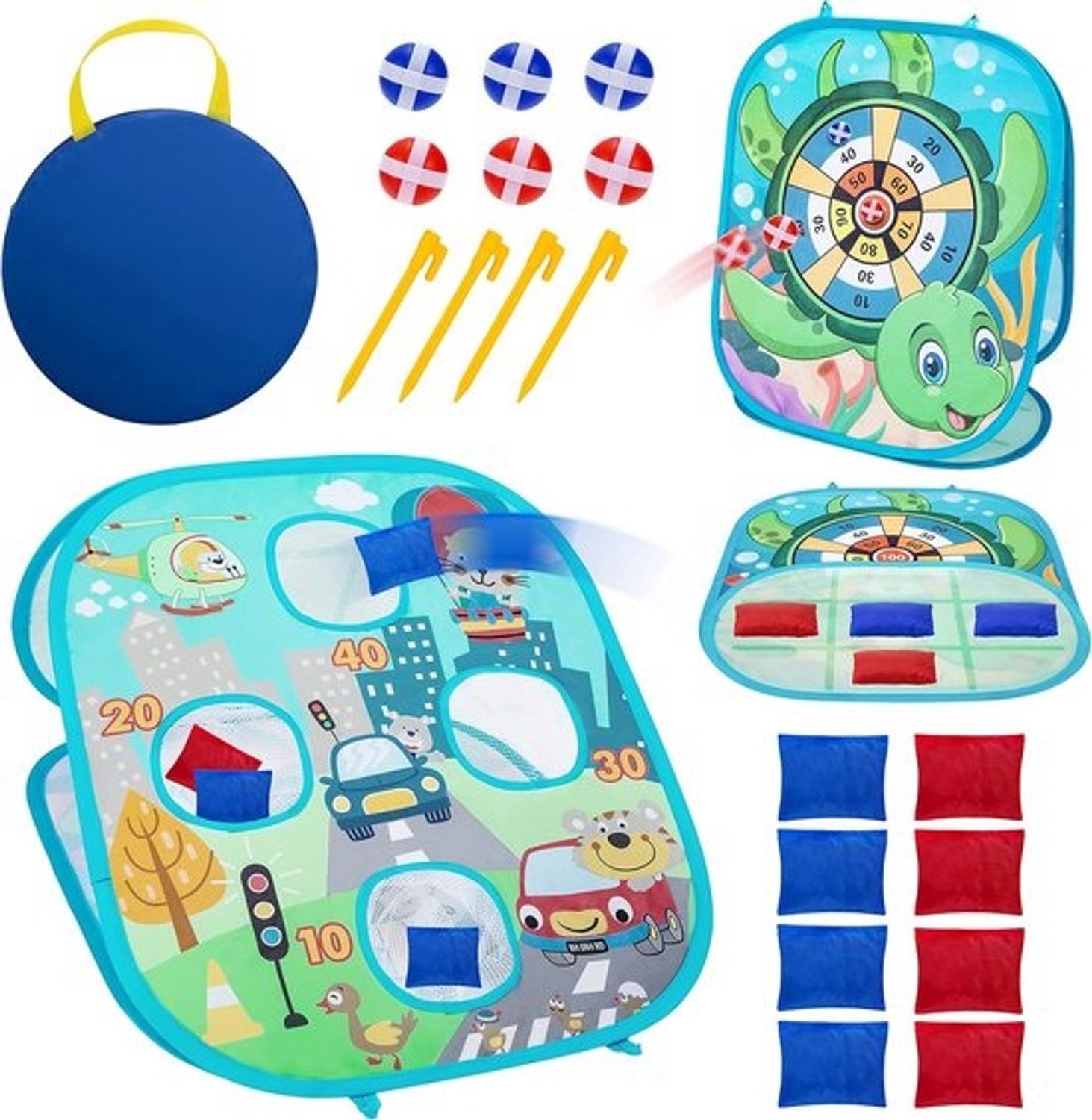 3-in-1 Werpspel Set voor Buiten: Dartbord, Beanbag & Bal Spel voor Kinderen en Volwassenen