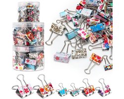 Cholemy 112 stuks bindmiddel clips verschillende maten bindmiddel paperclips decoratieve mini bindmiddel clips kantoorbenodigdheden metalen clips met doos voor kantoor, school, thuisgebruik, 0,75