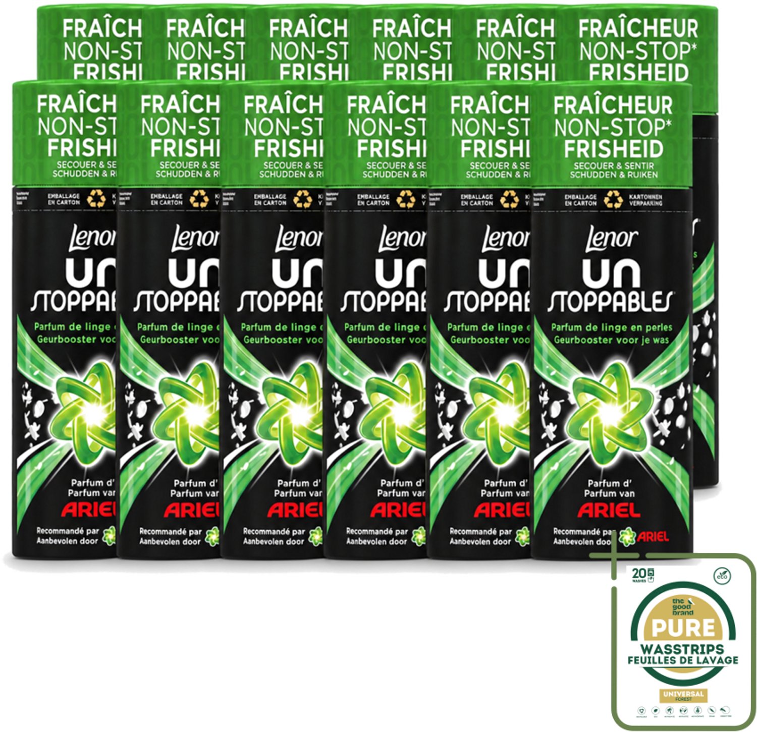 12 x Lenor Unstoppables – Geurbooster – Ariel – 13 Wasbeurten – 165 g - Wasstrips - Geurbooster Was - Frisse Geur Was - Wasgeur - Wasgeur Boost - Geurparfum Was