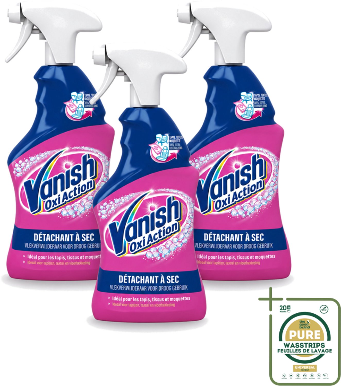 3 x Vanish Oxi Action - Vlekkenverwijderaar Spray - Voor Tapijt. Textiel & Vloerbekleding - 500 ml - Wasstrips - Vlekkenverwijderaar - Tapijt Reinigen - Textiel Reinigen - Vlekken Verwijderen - Vlekken Op Kleding