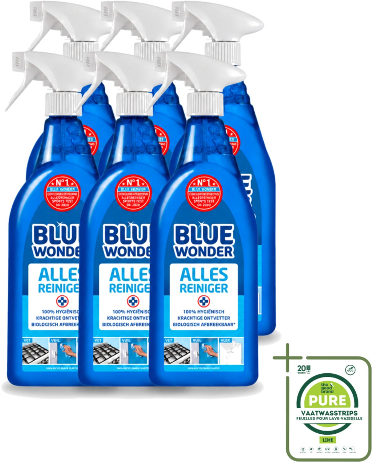 6 x Blue Wonder - Allesreiniger Spray - Krachtige Ontvetter - 750 ml - Grootverpakking - Allesreiniger - Ontvetter - Vet Verwijderen - Vuil Verwijderen - Keuken Reinigen