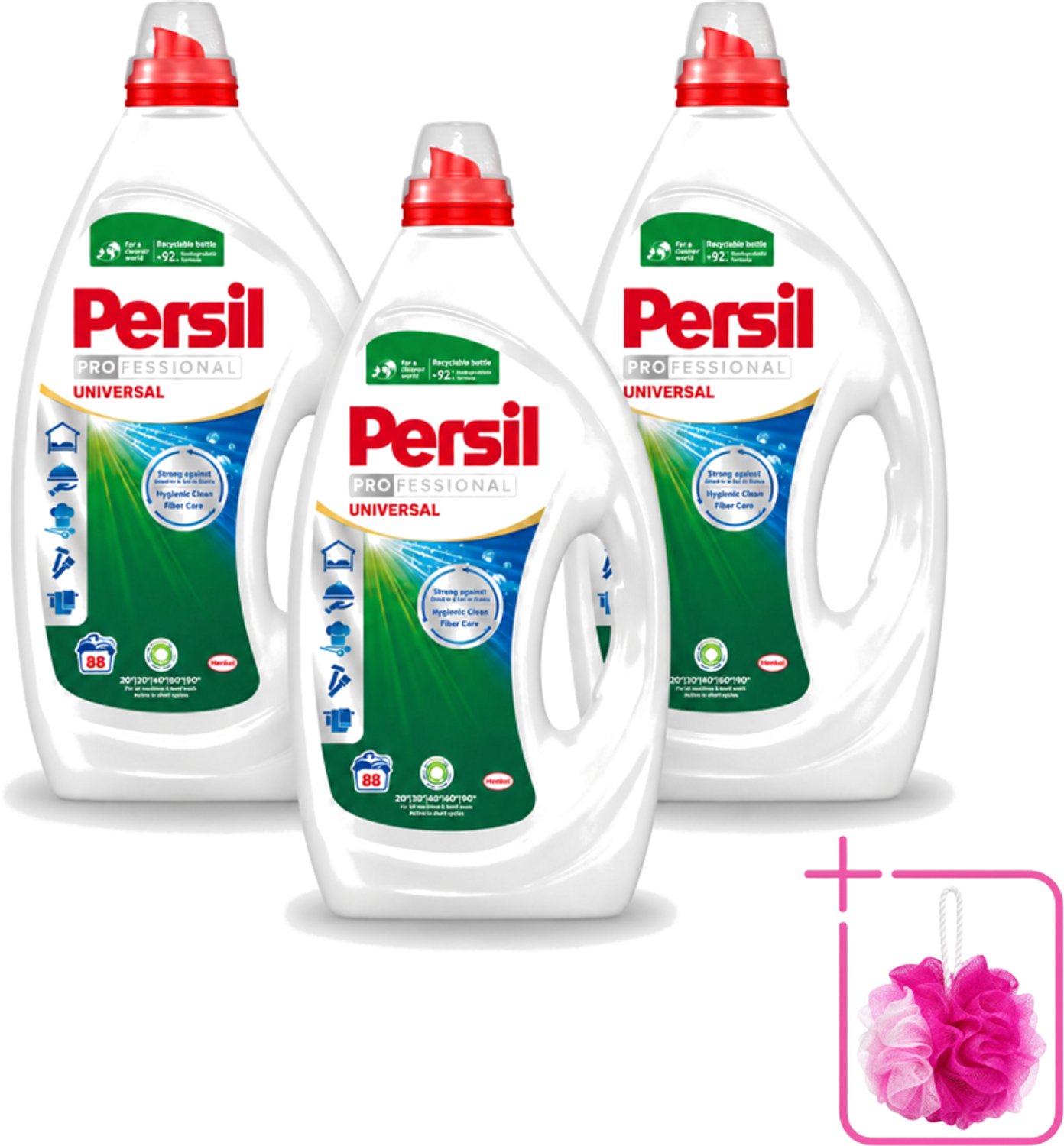 3 x Persil Professional - Universal - Vloeibaar Wasmiddel - Witte en Gekleurde Was - 88 Wasbeurten - Bulkverpakking - Wasmiddel - Douchemop - Wasmachine
