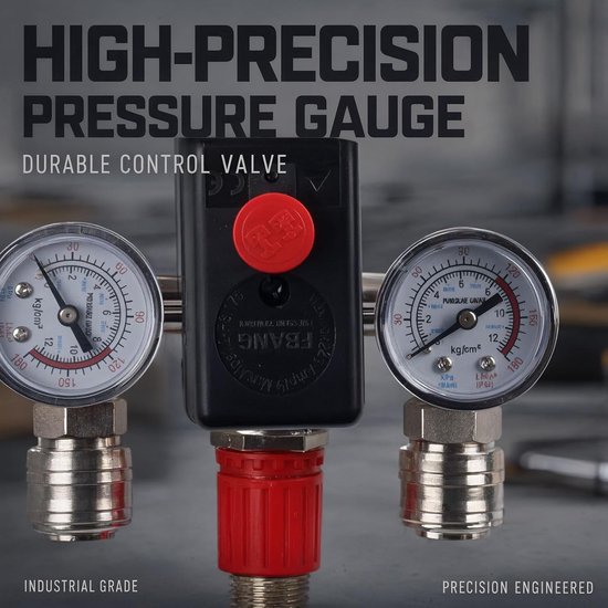 Drukregelaar Compressor - Zwart - 19,5 x 13,5 x 10,5 cm - Aluminium en Kunststof - Voor Persluchtcompressor — afbeelding 5