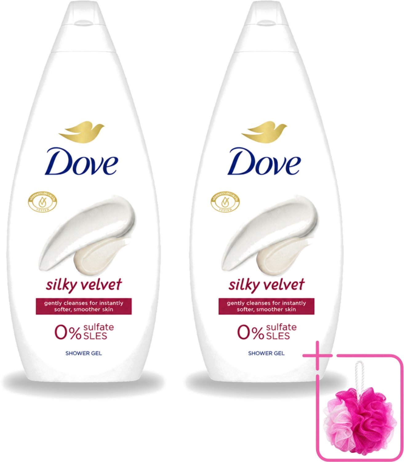 2 x Dove Silky Velvet - Douchegel - Sulfaatvrij - 250 ml - Bulkverpakking - Douche gel - Douchemop - Zijdezachte huid