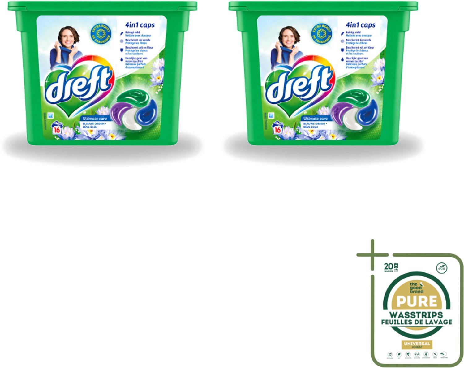 2 x Dreft - Wasmiddelcapsules 4in1 - Gekleurde Was - Blauwe Droom - 16 Wasbeurten - Wasstrips - Wasmiddelcapsules - Blauwe Droom - Kleurbescherming - Frisheid - Wasgoed Reinigen