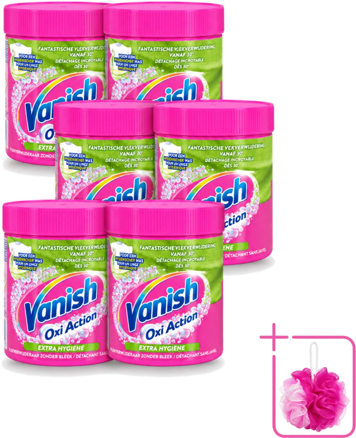 6 x Vanish Oxi Action - Extra Hygiene - Vlekkenverwijderaar Poeder - Zonder Bleek - Gekleurde Was - 470 Gram - Bulkverpakking - Wasmiddel - Douchemop - Vlekverwijderaar