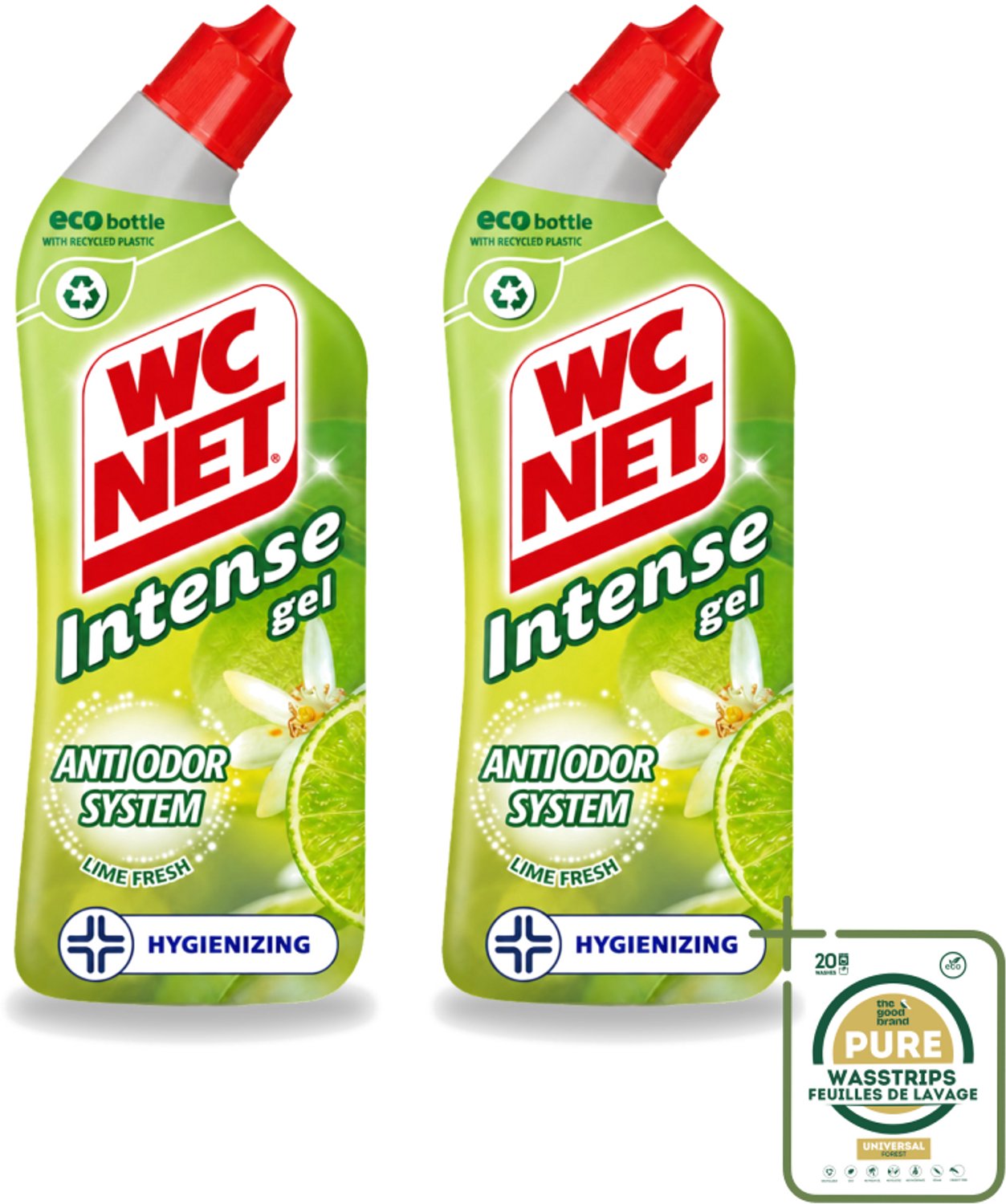 2 x WC Net - Toiletreiniger - Gel - Met Limoen- 750 ml - Wasstrips - WC Net - Toilet Reiniger - Toilet Reinigen - Toilet Geur - Toilet Reinigingsgel