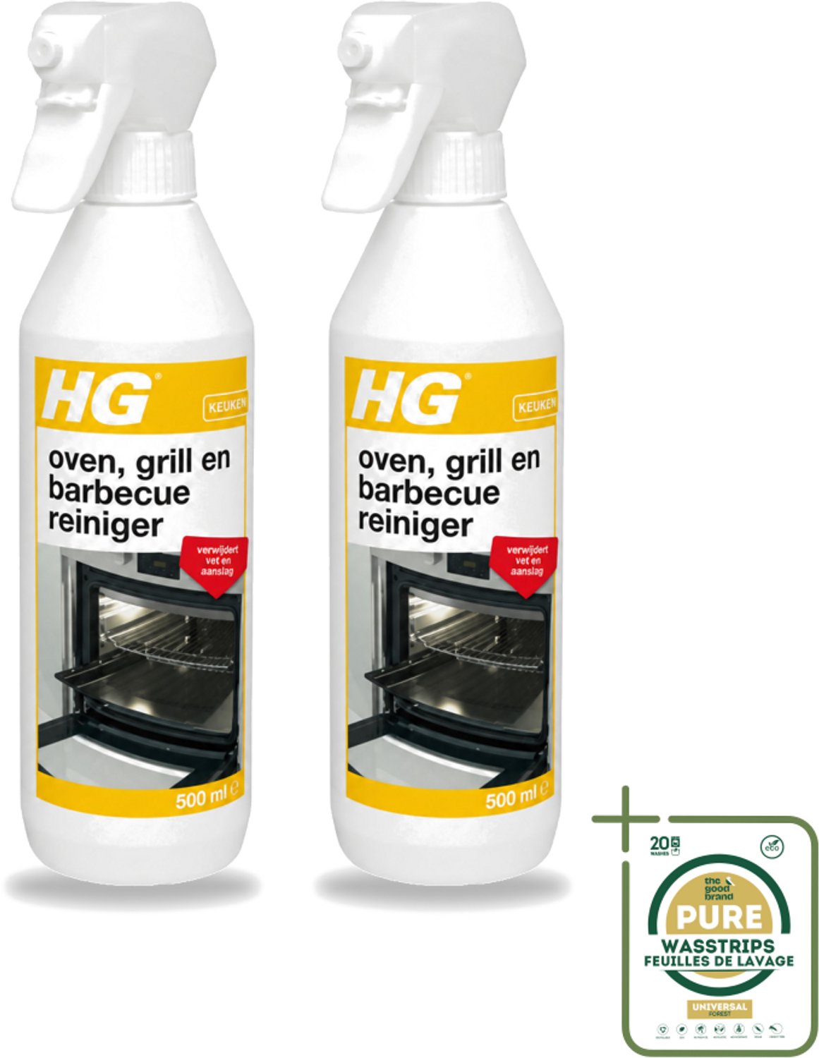 2 x HG - Oven, Grill & Barbecuereiniger - Actief Krachtschuim - 500 ml - Oven Reinigen - Grill Reinigen - Barbecuereiniger - Vet Verwijderen - Keuken Reinigen