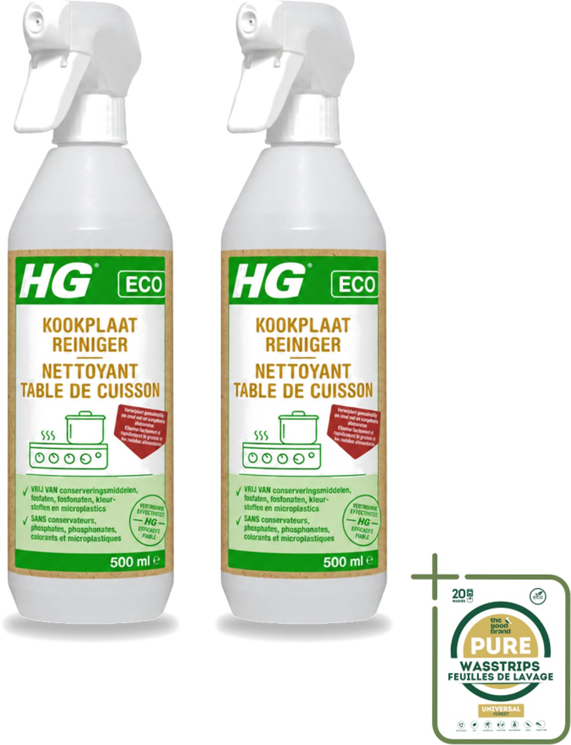 2 x HG ECO - Kookplaatreiniger - Verwijdert Gemakkelijk & Snel - Duurzaam & Ecologisch - 500 ml - Kookplaat Reinigen - Eco Kookplaatreiniger - Vet Verwijderen - Kalkaanslag Verwijderen - Kookvocht Verwijderen