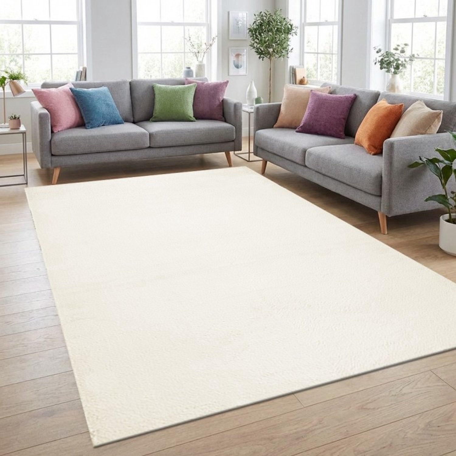 TapisTrend Harig tapijt Crème Effen, wasbaar, antislip vloerkleed met een zachte pool van 19 mm voor de woonkamer, slaapkamer en eetkamer, foto 3