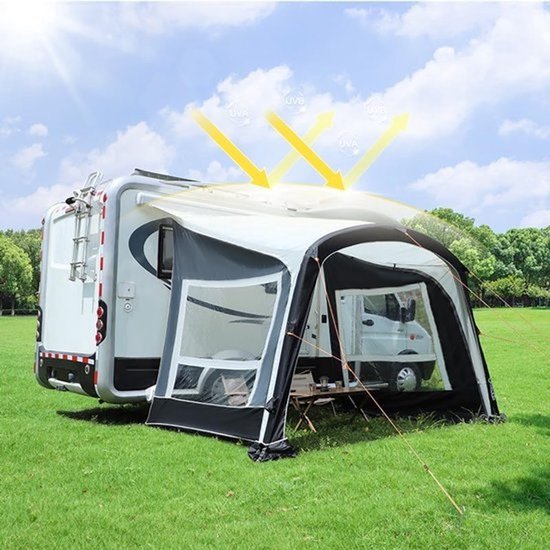Opblaasbare Zonwering - Camper Luifel - Caravan Reizen - Eenvoudige Installatie - 350 x 240 cm - Grijs — afbeelding 3