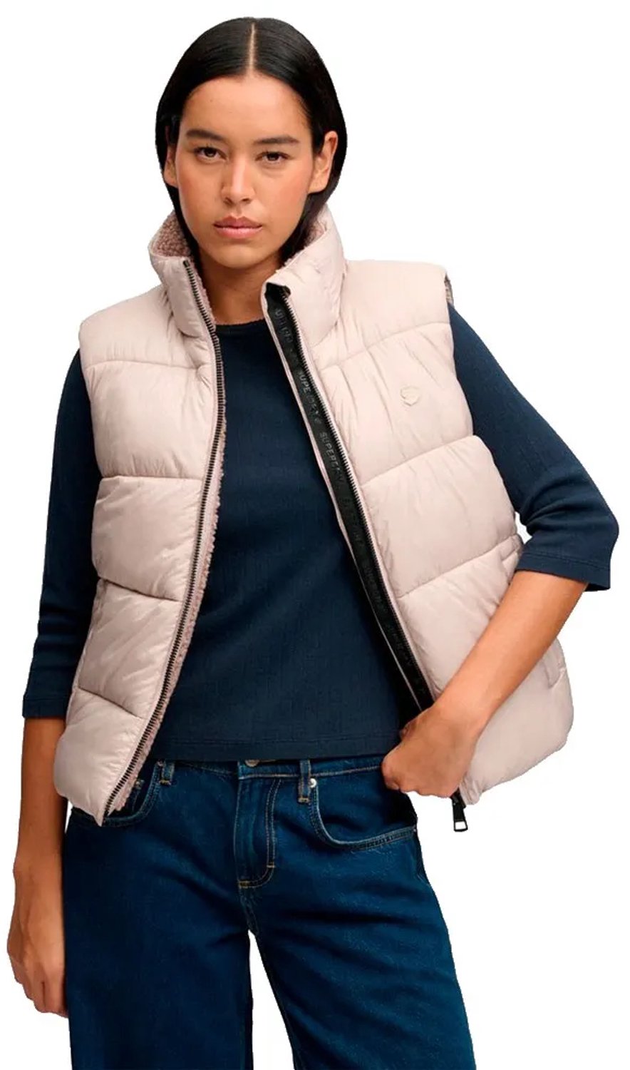 Superdry Borg Gevoerd Gilet Dames Gilets Beige