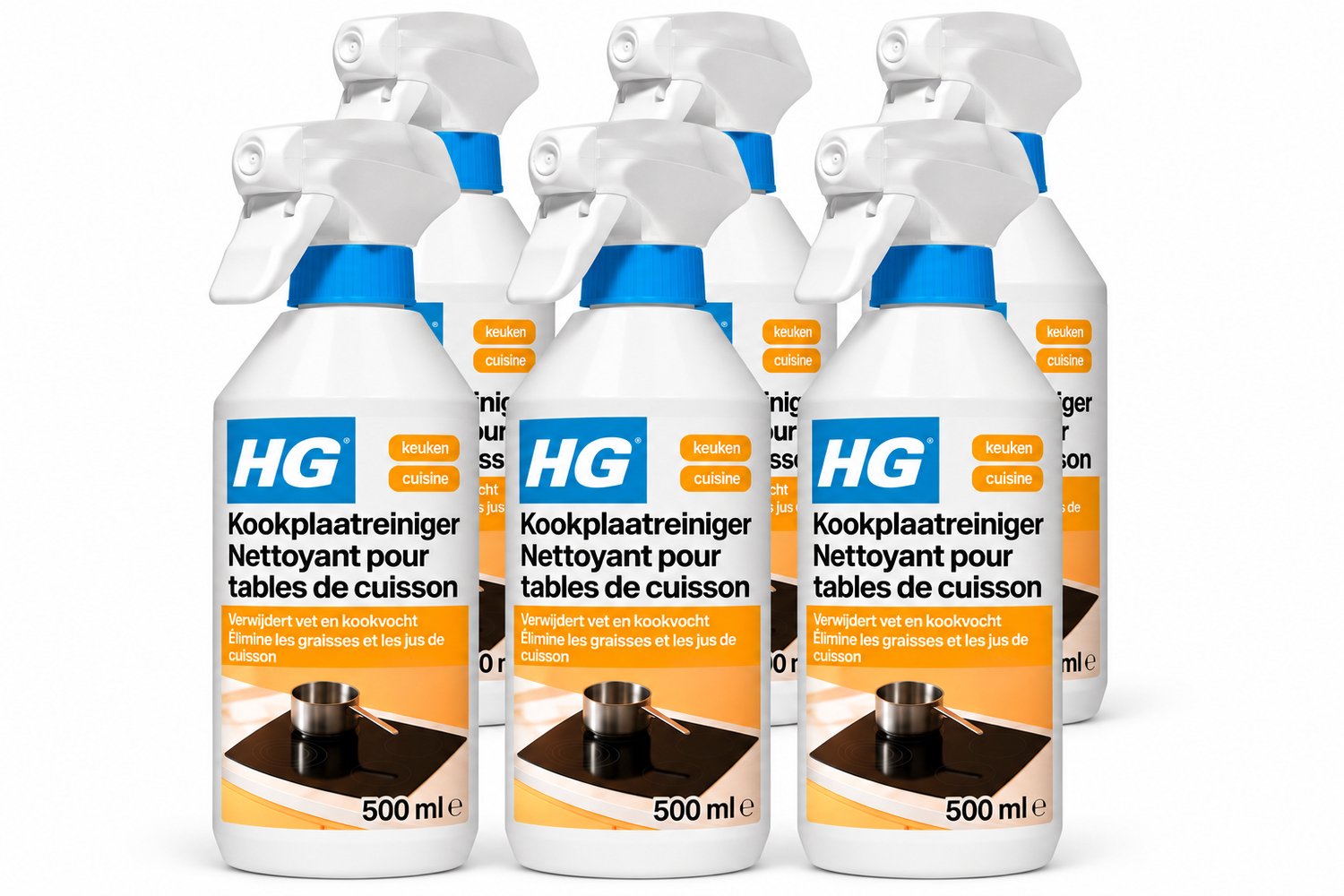 HG Kookplaatreiniger 500 ml - Voor Keramische, Inductie- & Halogeenkookplaten 6 x 500 ml